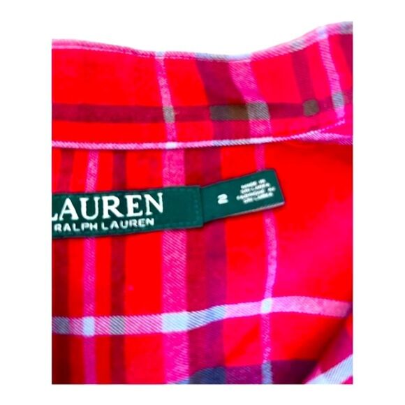 Ralph Lauren Classy Timeless Red Plaid Minimalist Shirt Dress With Belt Size 2 - Picture 7 of 8